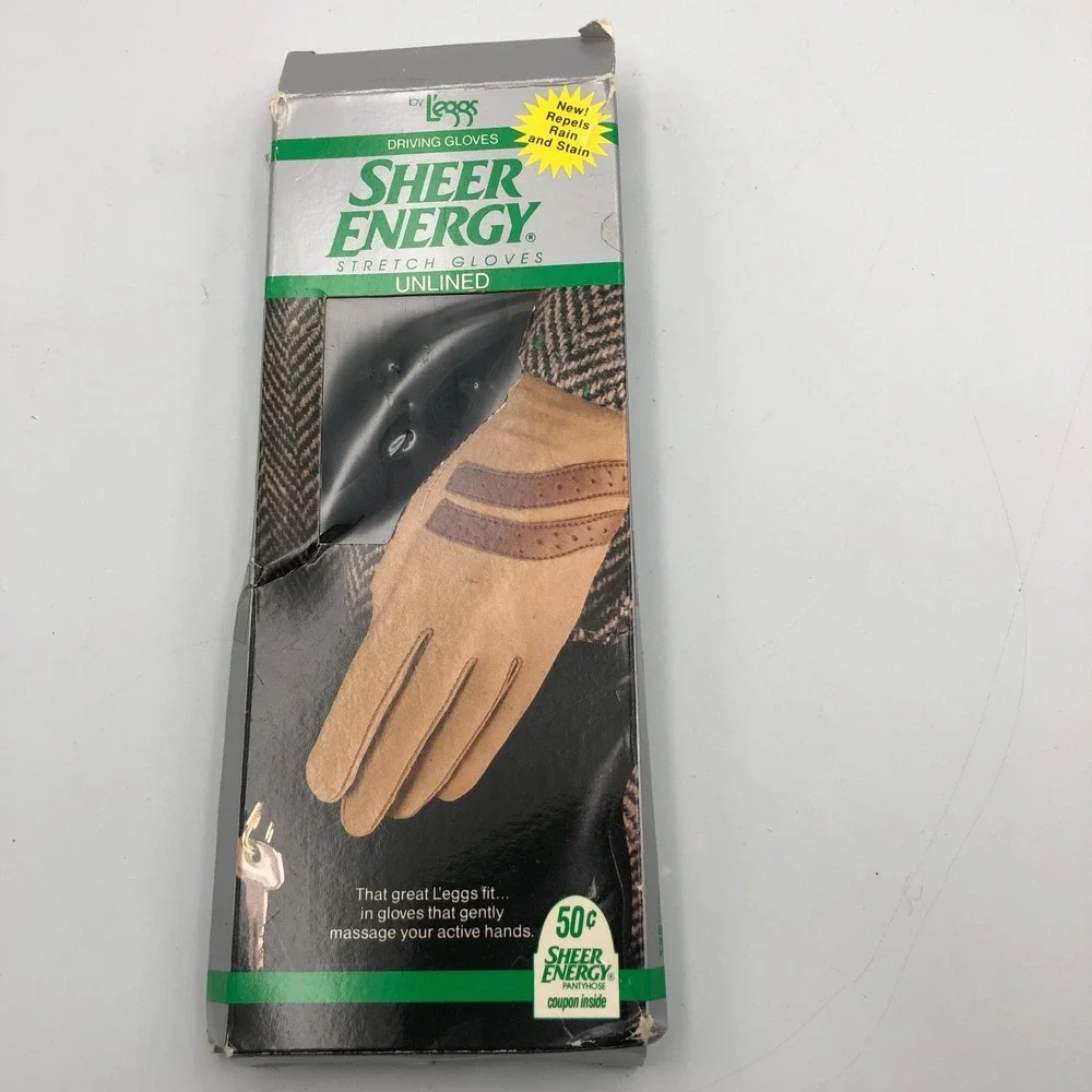 Vintage‎ Legg's Sheer Energy Stretch Black Driving Gloves Unlined One Size 1990